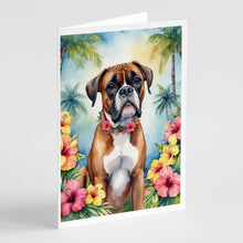 Load image into Gallery viewer, Boxer Luau Greeting Cards - Blank Note Cards – 8-Pack of Artist-Designed Cards with Envelopes