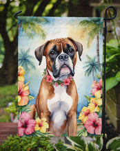 Load image into Gallery viewer, Boxer Luau Garden Flag – Tropical Dog Decor with Hibiscus &amp; Palm Leaves