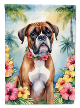 Load image into Gallery viewer, Boxer Luau Garden Flag – Tropical Dog Decor with Hibiscus &amp; Palm Leaves