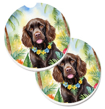 Load image into Gallery viewer, Boykin Spaniel Luau Car Coasters – Set of 2 - Absorbent Stone with Fun &amp; Functional Artwork