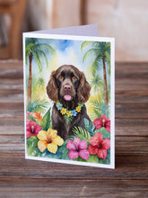 Load image into Gallery viewer, Boykin Spaniel Luau Greeting Cards - Blank Note Cards – 8-Pack of Artist-Designed Cards with Envelopes