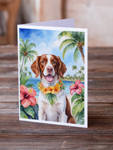 Load image into Gallery viewer, Brittany Spaniel Luau Greeting Cards - Blank Note Cards – 8-Pack of Artist-Designed Cards with Envelopes