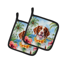 Load image into Gallery viewer, Brittany Spaniel Luau Pot Holders - Set of 2 Decorative Kitchen Helpers | Made in the USA