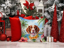 Load image into Gallery viewer, Brittany Spaniel Luau Throw Pillow - 14x14 Decorative Pillow – Art for Your Home &amp; Patio