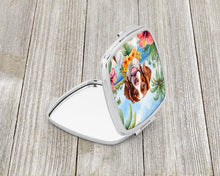Load image into Gallery viewer, Brittany Spaniel Luau Compact Mirror – Stylish Purse Mirror with Artistic Covers