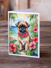 Load image into Gallery viewer, Brussels Griffon Luau Greeting Cards - Blank Note Cards – 8-Pack of Artist-Designed Cards with Envelopes