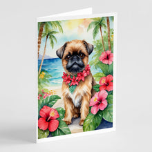 Load image into Gallery viewer, Brussels Griffon Luau Greeting Cards - Blank Note Cards – 8-Pack of Artist-Designed Cards with Envelopes