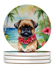 Load image into Gallery viewer, Brussels Griffon Luau Large Sandstone Coasters Pack of 4