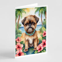 Load image into Gallery viewer, Brussels Griffon Luau Greeting Cards - Blank Note Cards – 8-Pack of Artist-Designed Cards with Envelopes