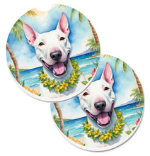 Load image into Gallery viewer, Bull Terrier Luau Car Coasters – Set of 2 - Absorbent Stone with Fun &amp; Functional Artwork
