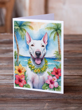 Load image into Gallery viewer, Bull Terrier Luau Greeting Cards - Blank Note Cards – 8-Pack of Artist-Designed Cards with Envelopes