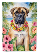 Load image into Gallery viewer, Bullmastiff Luau Garden Flag – Tropical Dog Decor with Hibiscus &amp; Palm Leaves