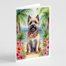 Load image into Gallery viewer, Cairn Terrier Luau Greeting Cards - Blank Note Cards – 8-Pack of Artist-Designed Cards with Envelopes