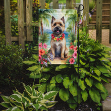 Load image into Gallery viewer, Cairn Terrier Luau Garden Flag – Tropical Dog Decor with Hibiscus &amp; Palm Leaves