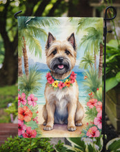 Load image into Gallery viewer, Cairn Terrier Luau Garden Flag – Tropical Dog Decor with Hibiscus &amp; Palm Leaves