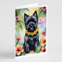 Load image into Gallery viewer, Cairn Terrier Luau Greeting Cards - Blank Note Cards – 8-Pack of Artist-Designed Cards with Envelopes