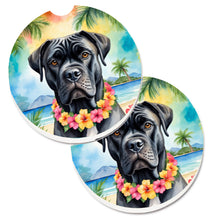 Load image into Gallery viewer, Cane Corso Luau Car Coasters – Set of 2 - Absorbent Stone with Fun &amp; Functional Artwork