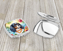 Load image into Gallery viewer, Cavalier Spaniel Luau Compact Mirror – Stylish Purse Mirror with Artistic Covers