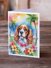 Load image into Gallery viewer, Cavalier Spaniel Luau Greeting Cards - Blank Note Cards – 8-Pack of Artist-Designed Cards with Envelopes