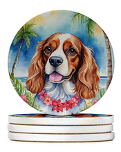 Load image into Gallery viewer, Cavalier Spaniel Luau Large Sandstone Coasters Pack of 4
