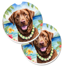 Load image into Gallery viewer, Chesapeake Bay Retriever Luau Car Coasters – Set of 2 - Absorbent Stone with Fun &amp; Functional Artwork