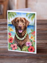 Load image into Gallery viewer, Chesapeake Bay Retriever Luau Greeting Cards - Blank Note Cards – 8-Pack of Artist-Designed Cards with Envelopes