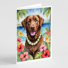 Load image into Gallery viewer, Chesapeake Bay Retriever Luau Greeting Cards - Blank Note Cards – 8-Pack of Artist-Designed Cards with Envelopes