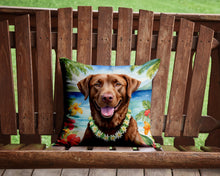 Load image into Gallery viewer, Chesapeake Bay Retriever Luau Throw Pillow - 14x14 Decorative Pillow – Art for Your Home &amp; Patio