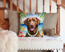 Load image into Gallery viewer, Chesapeake Bay Retriever Luau Throw Pillow - 14x14 Decorative Pillow – Art for Your Home &amp; Patio