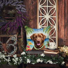 Load image into Gallery viewer, Chesapeake Bay Retriever Luau Throw Pillow - 14x14 Decorative Pillow – Art for Your Home &amp; Patio