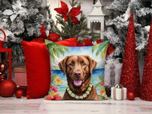 Load image into Gallery viewer, Chesapeake Bay Retriever Luau Throw Pillow - 14x14 Decorative Pillow – Art for Your Home &amp; Patio