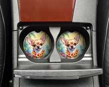 Load image into Gallery viewer, Chihuahua Luau Car Coasters – Set of 2 - Absorbent Stone with Fun &amp; Functional Artwork