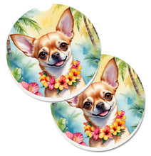 Load image into Gallery viewer, Chihuahua Luau Car Coasters – Set of 2 - Absorbent Stone with Fun &amp; Functional Artwork
