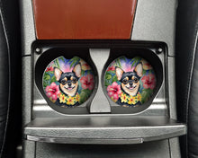Load image into Gallery viewer, Chihuahua Luau Car Coasters – Set of 2 - Absorbent Stone with Fun &amp; Functional Artwork