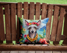 Load image into Gallery viewer, Chinese Crested Luau Throw Pillow - 14x14 Decorative Pillow – Art for Your Home &amp; Patio