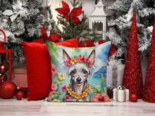 Load image into Gallery viewer, Chinese Crested Luau Throw Pillow - 14x14 Decorative Pillow – Art for Your Home &amp; Patio