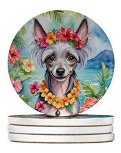 Load image into Gallery viewer, Chinese Crested Luau Large Sandstone Coasters Pack of 4
