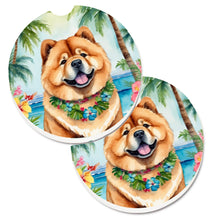 Load image into Gallery viewer, Chow Chow Luau Car Coasters – Set of 2 - Absorbent Stone with Fun &amp; Functional Artwork