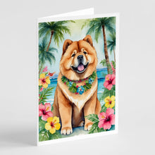 Load image into Gallery viewer, Chow Chow Luau Greeting Cards - Blank Note Cards – 8-Pack of Artist-Designed Cards with Envelopes