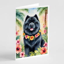 Load image into Gallery viewer, Chow Chow Luau Greeting Cards - Blank Note Cards – 8-Pack of Artist-Designed Cards with Envelopes