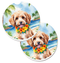 Load image into Gallery viewer, Cockapoo Luau Car Coasters – Set of 2 - Absorbent Stone with Fun &amp; Functional Artwork