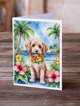 Load image into Gallery viewer, Cockapoo Luau Greeting Cards - Blank Note Cards – 8-Pack of Artist-Designed Cards with Envelopes
