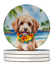 Load image into Gallery viewer, Cockapoo Luau Large Sandstone Coasters Pack of 4