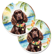 Load image into Gallery viewer, Cocker Spaniel Luau Car Coasters – Set of 2 - Absorbent Stone with Fun &amp; Functional Artwork