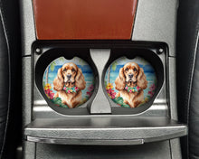Load image into Gallery viewer, Cocker Spaniel Luau Car Coasters – Set of 2 - Absorbent Stone with Fun &amp; Functional Artwork