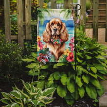 Load image into Gallery viewer, Cocker Spaniel Luau Garden Flag – Tropical Dog Decor with Hibiscus &amp; Palm Leaves