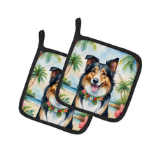 Load image into Gallery viewer, Collie Luau Pot Holders - Set of 2 Decorative Kitchen Helpers | Made in the USA