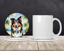 Load image into Gallery viewer, Collie Luau Large Sandstone Coasters Pack of 4
