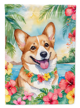Load image into Gallery viewer, Corgi Luau Garden Flag – Tropical Dog Decor with Hibiscus &amp; Palm Leaves