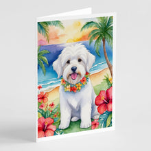 Load image into Gallery viewer, Coton de Tulear Luau Greeting Cards - Blank Note Cards – 8-Pack of Artist-Designed Cards with Envelopes